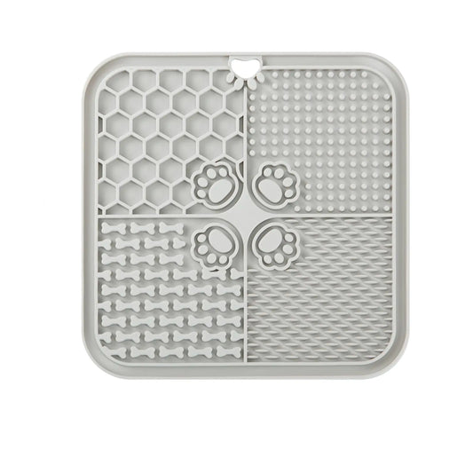 Dog Lick Mat Dog Slow Feeder Non-Slip Design Lick Mat for Dogs and Cats Boredom and Anxiety ReducerSuitable for Treats Yogurt Peanut Butter (1Pack Grey)