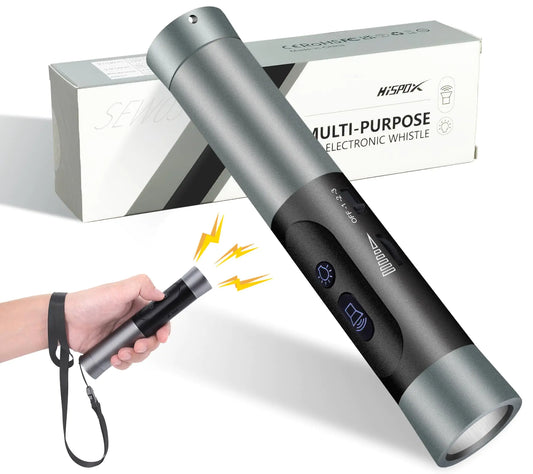 Electronic Whistle with Flashlight Adjustable Volume Level Rechargeable Whistle 3 Tone High Volume Handheld Electronic Whistles for Referees Coaches Teacher Outdoor Camping Hiking Whistles